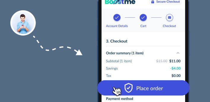 Step 2: entering your Google Business Profile URL at secure checkout
