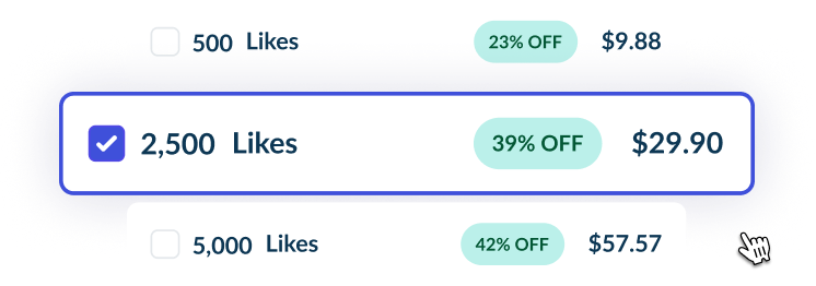 Step 1: selecting a TikTok likes package